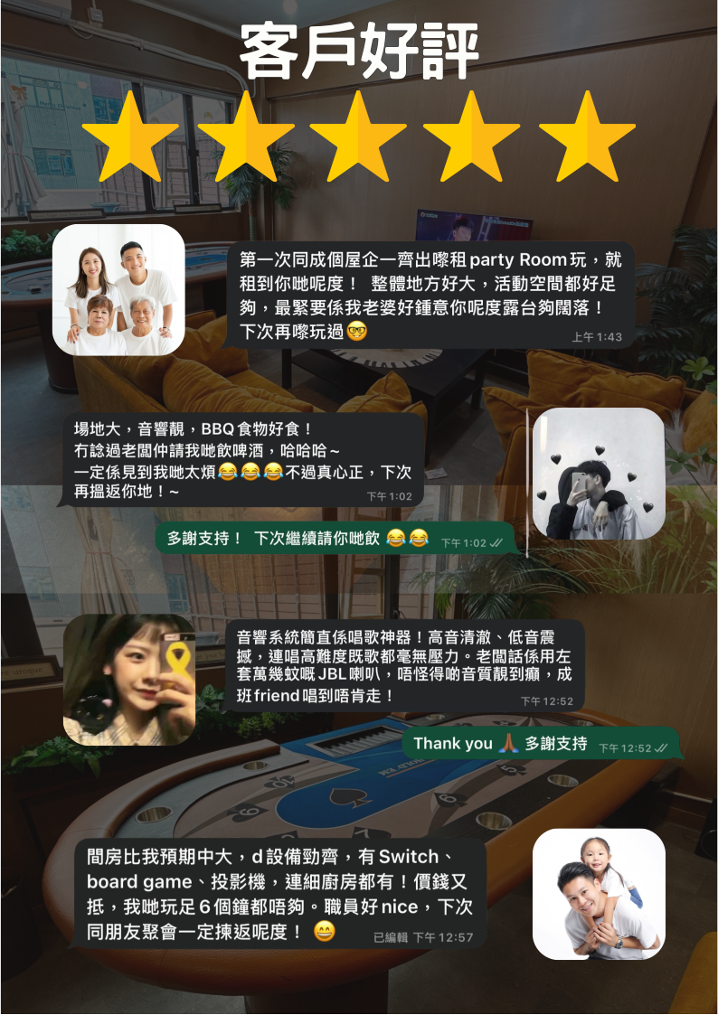 A16 新蒲崗partyroom - 客人好評
